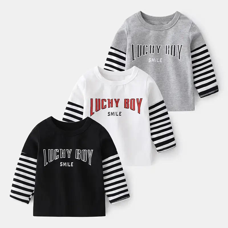 Lucky Boy Hoodie White Black Striped Long Sleeve - Image 4
