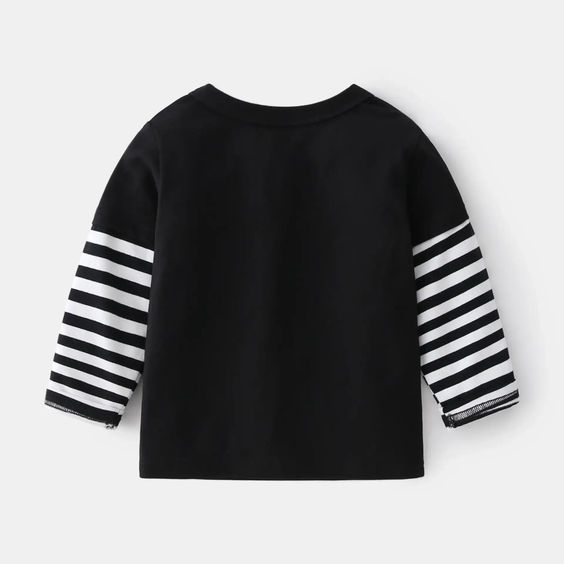 Lucky Boy Hoodie White Black Striped Long Sleeve - Image 5