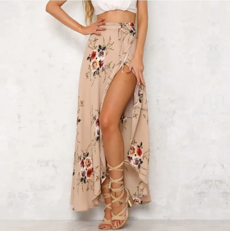 2025 Chiffon Floral Skirt White Black Asymmetrical Straps - Image 6