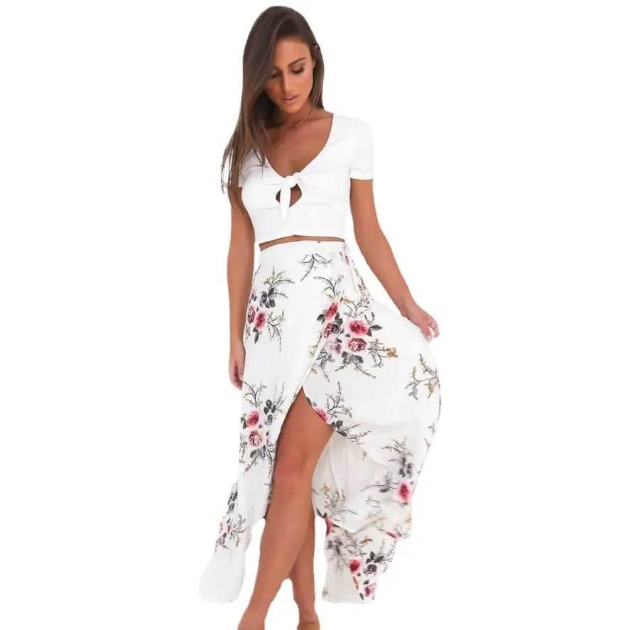 2025 Chiffon Floral Skirt White Black Asymmetrical Straps - Image 7