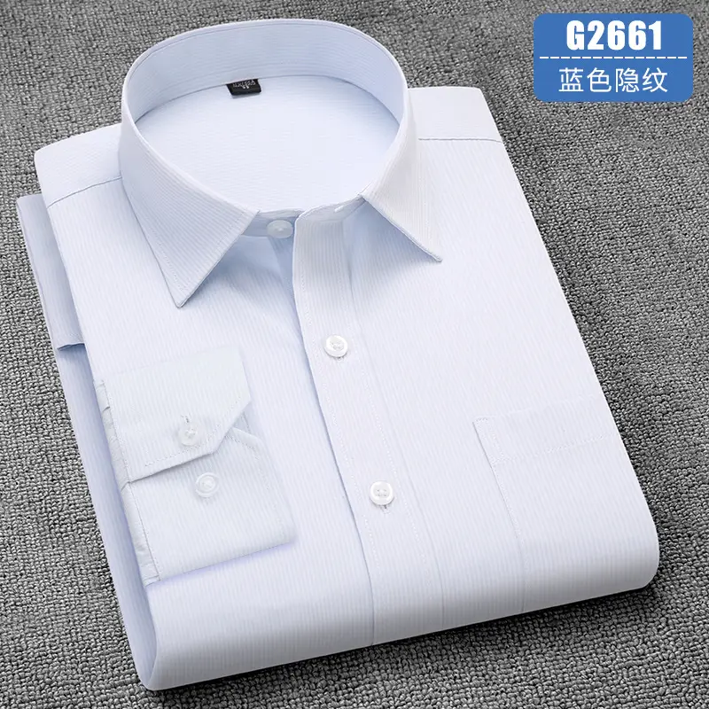 Men's Business Shirt Red Long Sleeve Anti-Wrinkle