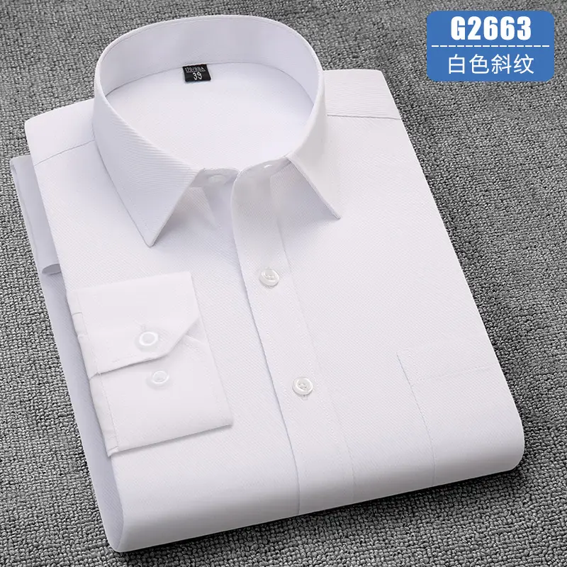 Men's Business Shirt Red Long Sleeve Anti-Wrinkle