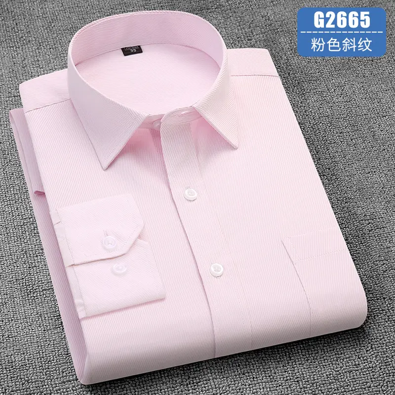 Men's Business Shirt Red Long Sleeve Anti-Wrinkle