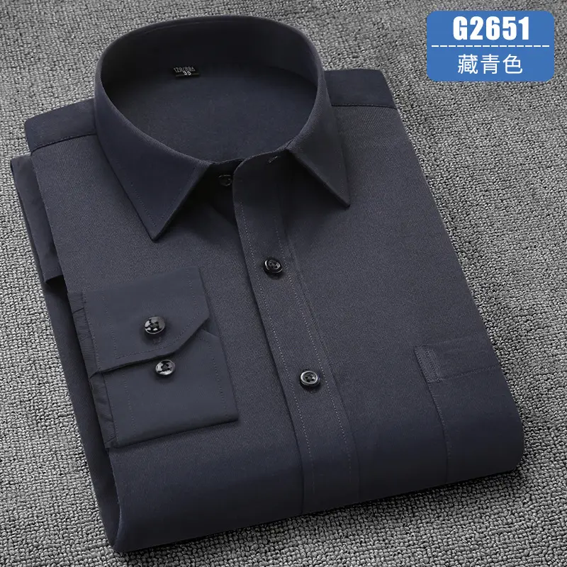 Men's Business Shirt Red Long Sleeve Anti-Wrinkle