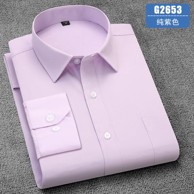 Men's Business Shirt Red Long Sleeve Anti-Wrinkle