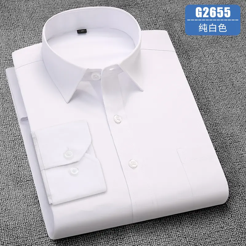 Men's Business Shirt Red Long Sleeve Anti-Wrinkle