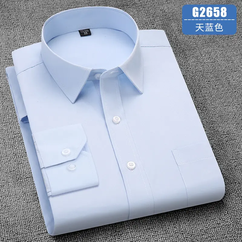 Men's Business Shirt Red Long Sleeve Anti-Wrinkle