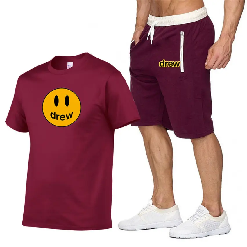 Drew Smiley T-Shirt & Shorts Set Gray White - Image 16