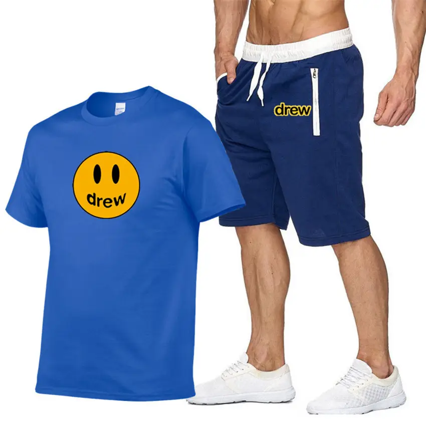 Drew Smiley T-Shirt & Shorts Set Gray White - Image 17
