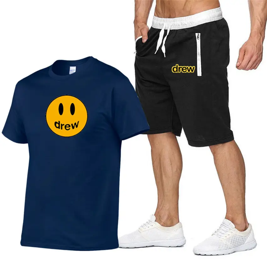 Drew Smiley T-Shirt & Shorts Set Gray White - Image 8