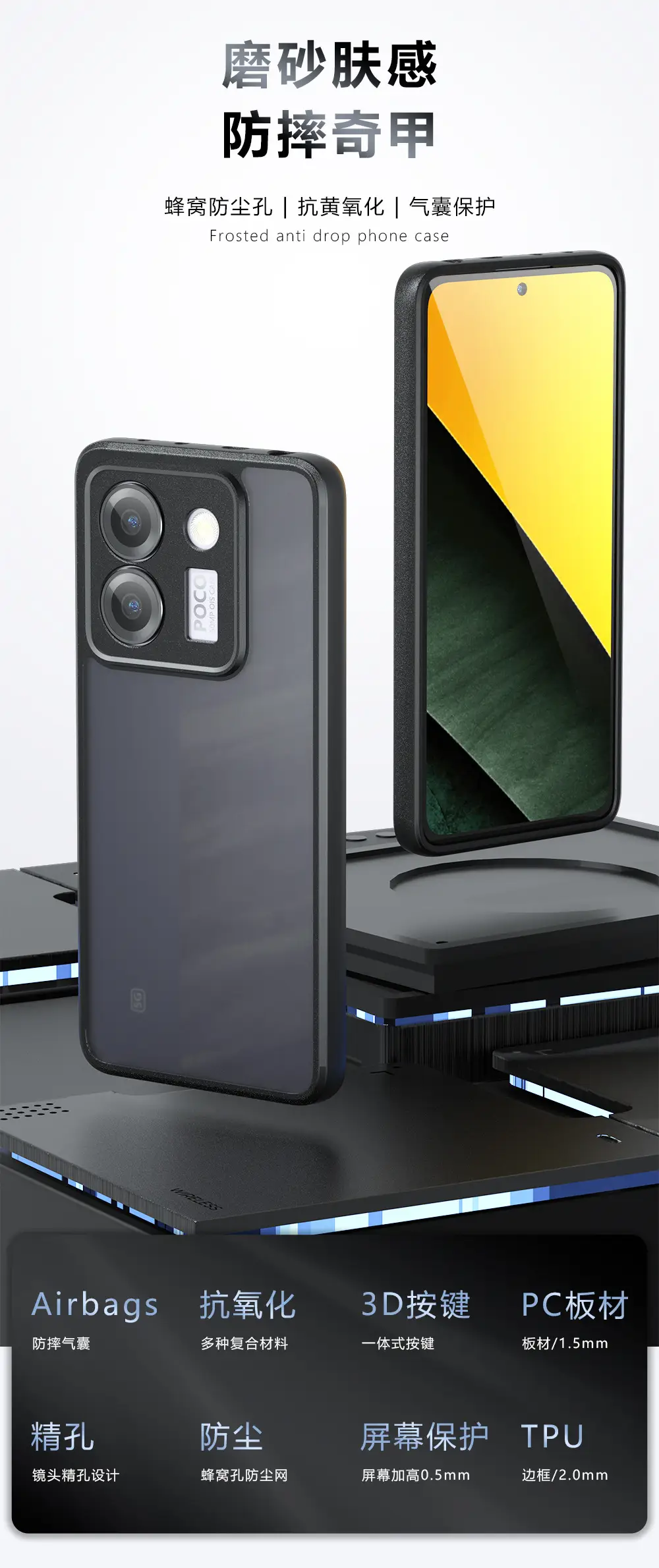 Anti-Drop Protective Case for Xiaomi Poco M7 Pro 5G Skin-Feeling Scrub Phone Case for Poco F7 Pro — feature 1