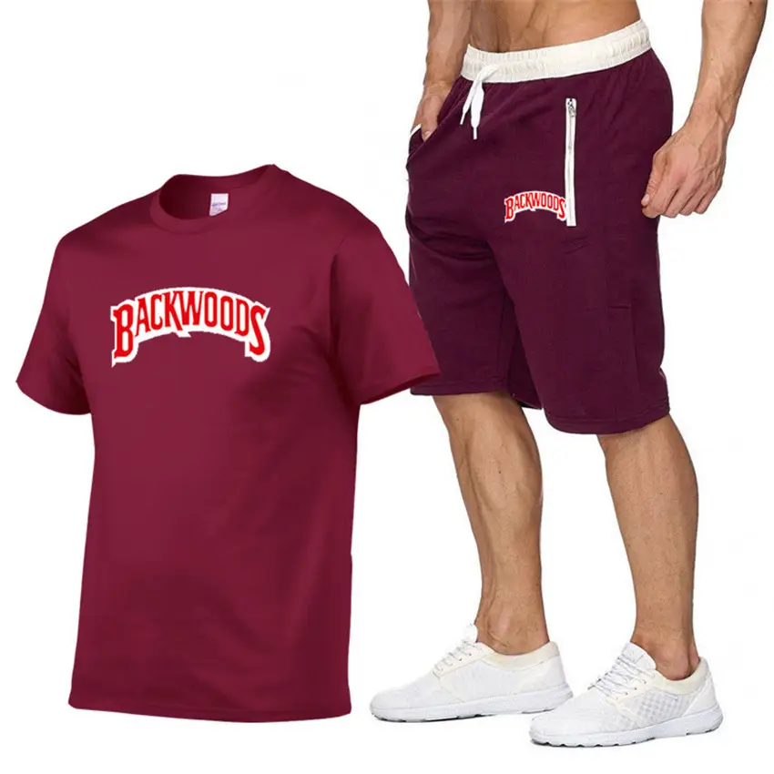 Men Backwoods Printed T-Shirt & Shorts Set Black - Image 16