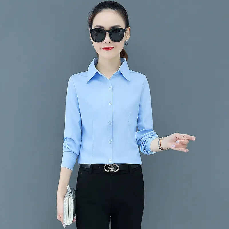Women's Long Sleeve Black Shirt with Belt - Image 6