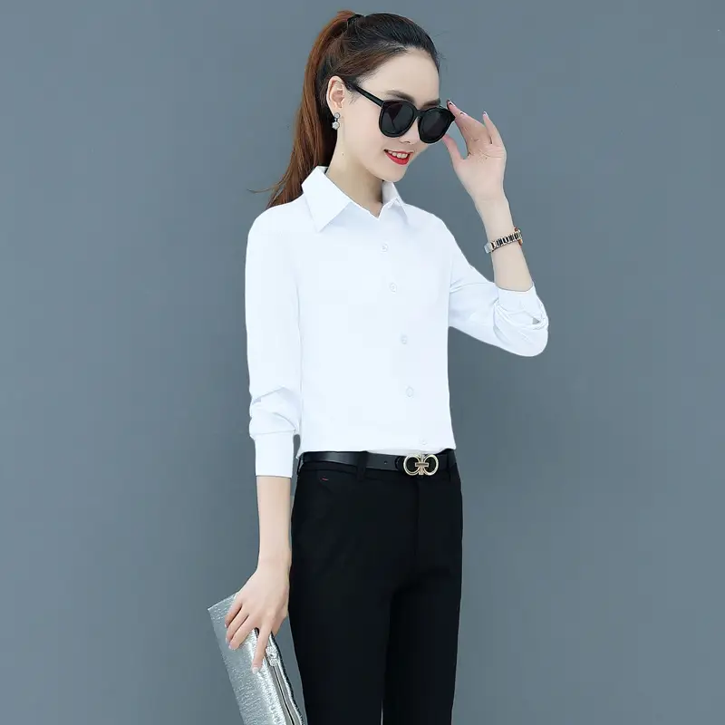 Women's Long Sleeve Black Shirt with Belt - Image 7