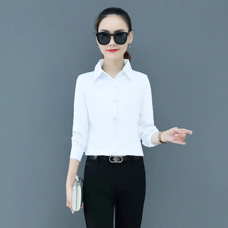 Women's Long Sleeve Black Shirt with Belt - Image 8