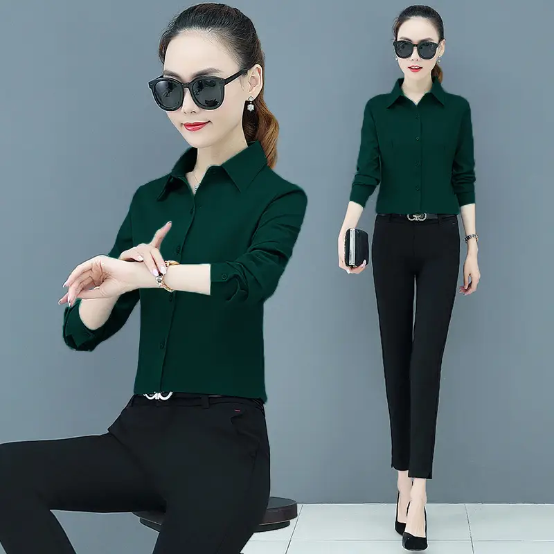 Women's Long Sleeve Black Shirt with Belt - Image 4
