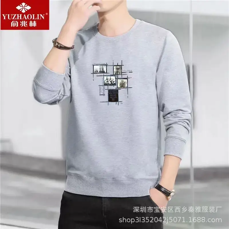 Men's Spring Sweatshirt Set White Orange Black Plus Size - Image 2