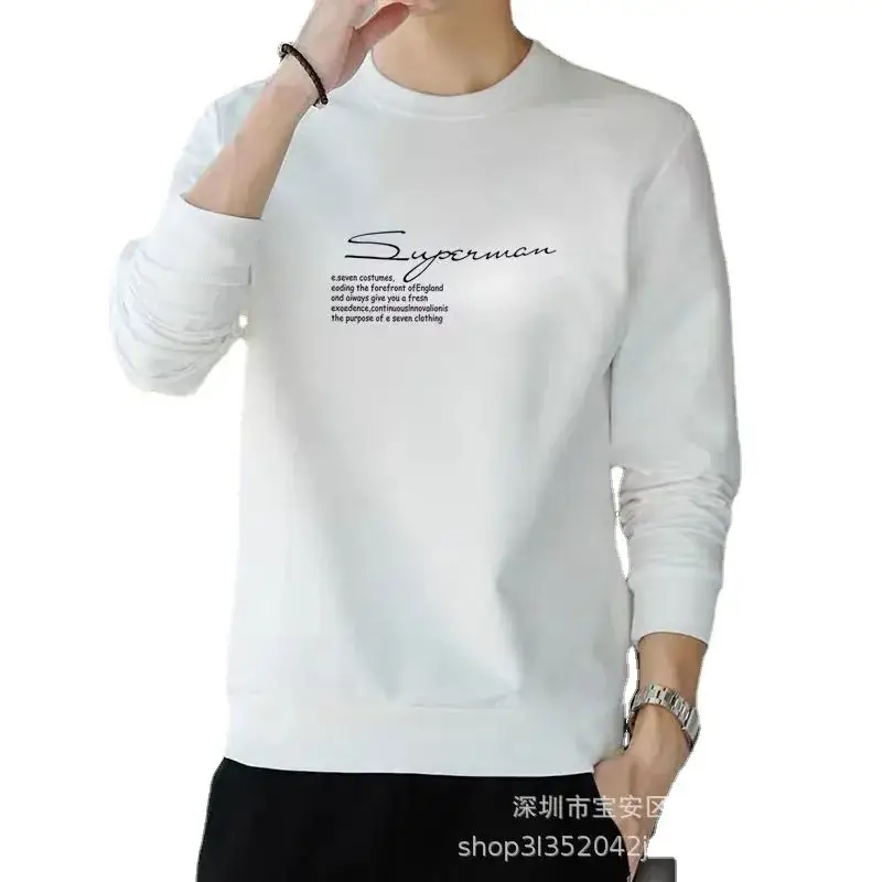 Men's Spring Sweatshirt Set White Orange Black Plus Size - Image 5