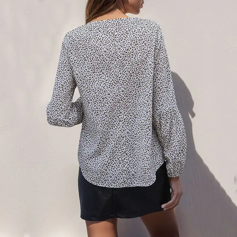 Leopard Print Long Sleeve Top with Tie-Up Design - Image 8