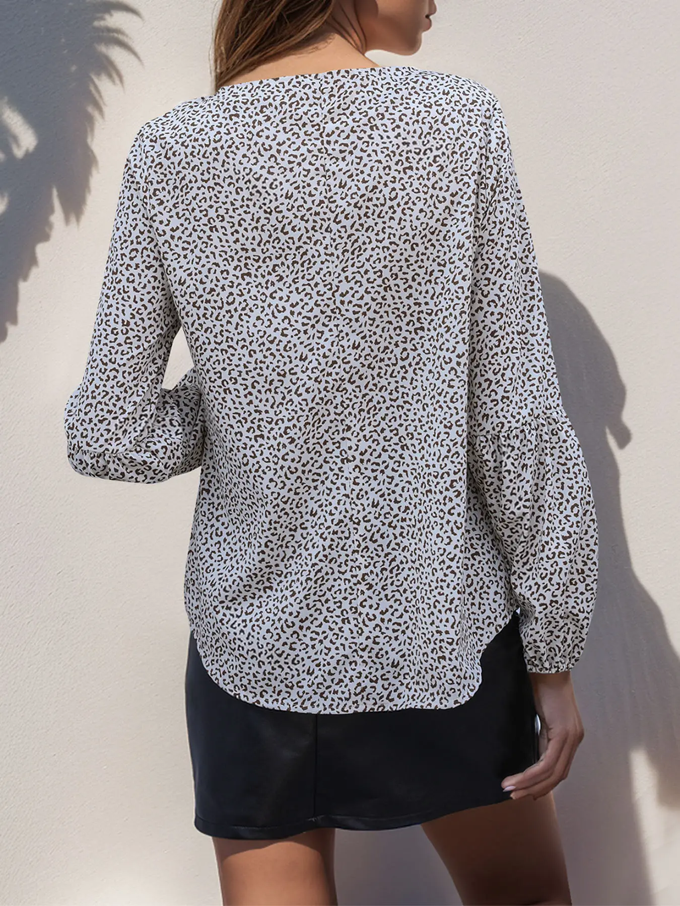 Leopard Print Long Sleeve Top with Tie-Up Design — feature 21