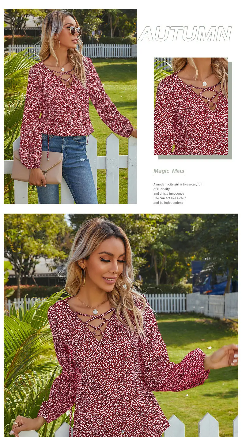 Leopard Print Long Sleeve Top with Tie-Up Design — feature 4