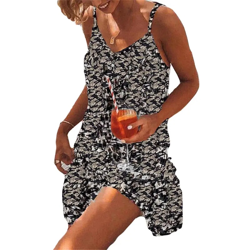 2024 Leopard Print Elegant Suspender Dress Women - Image 6