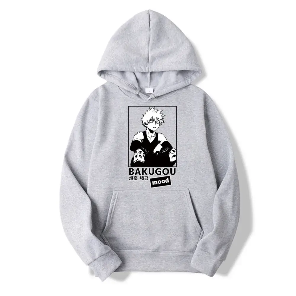 My Hero Academia Boku Cartoon Hoodie for Men Grey - Image 16