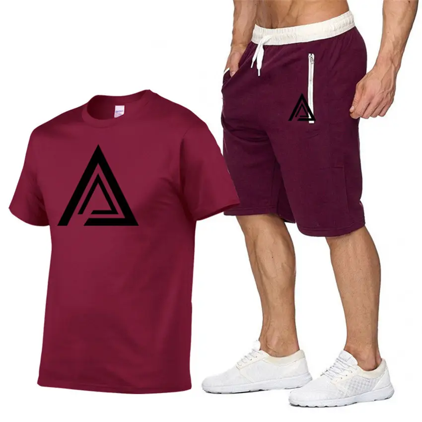 Men Printed T-Shirt & Shorts Set Light Blue Black - Image 16