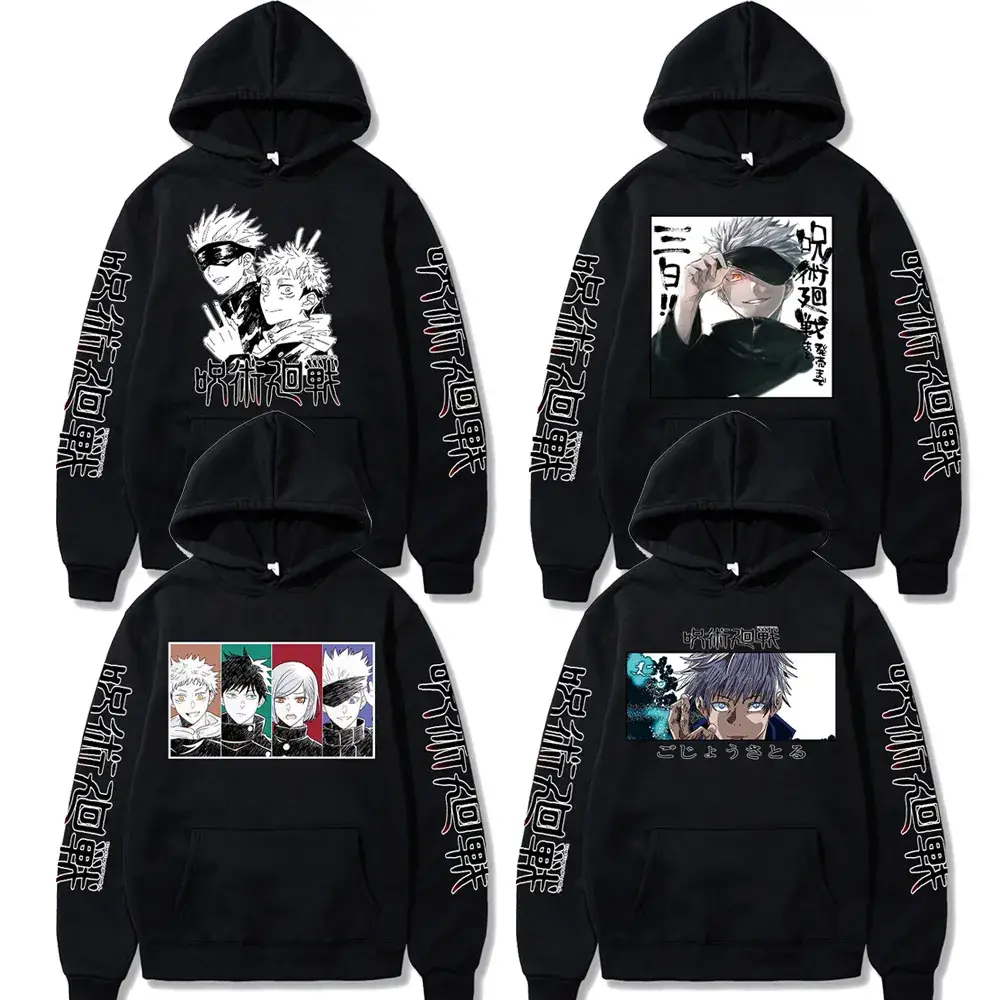 Anime Jujutsu Kaisen Hoodie Grey Harajuku Style