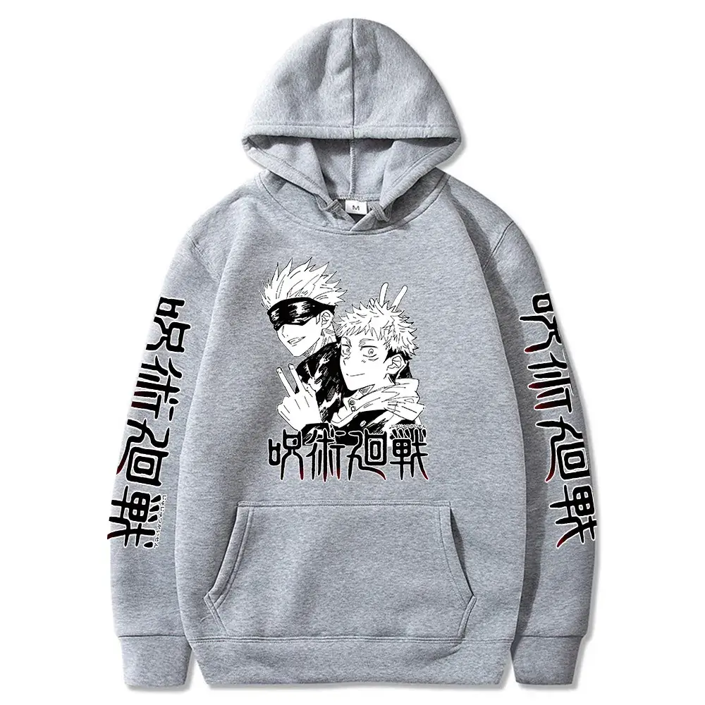 Anime Jujutsu Kaisen Hoodie Grey Harajuku Style