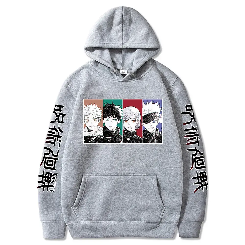 Anime Jujutsu Kaisen Hoodie Grey Harajuku Style
