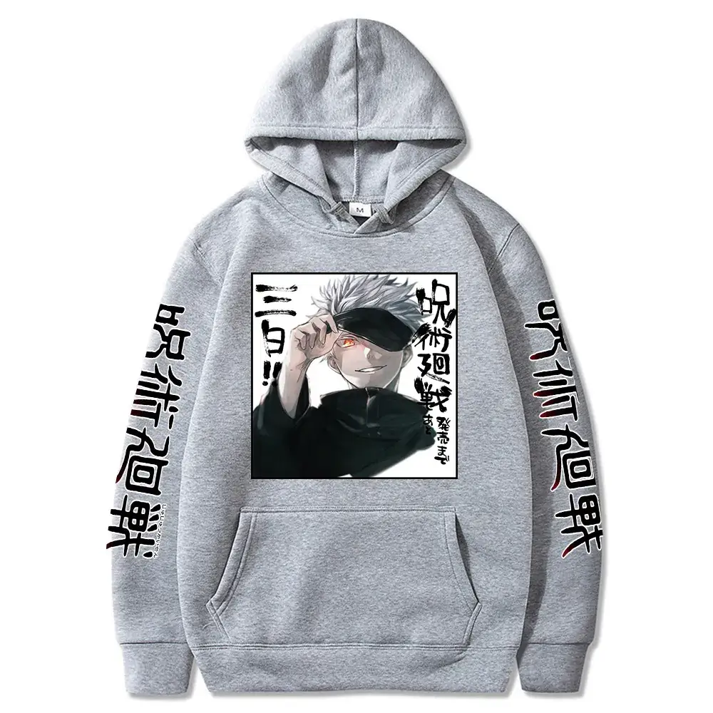 Anime Jujutsu Kaisen Hoodie Grey Harajuku Style