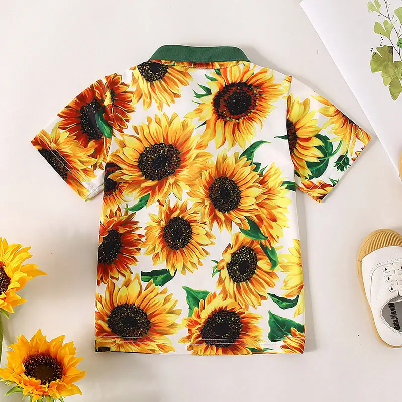 2023 Summer Boys Sunflower Printed T-Shirt - Image 5