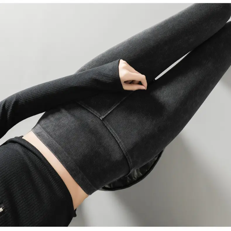 Women's Black High Waist Leggings with Waist Band - Image 5