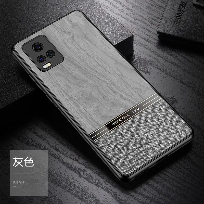 Vivo S50 Wood Grain Protective Case Gray — feature 128