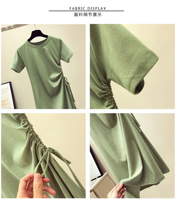Avocado Green Slimming Drawstring T-Shirt for Women - Image 8