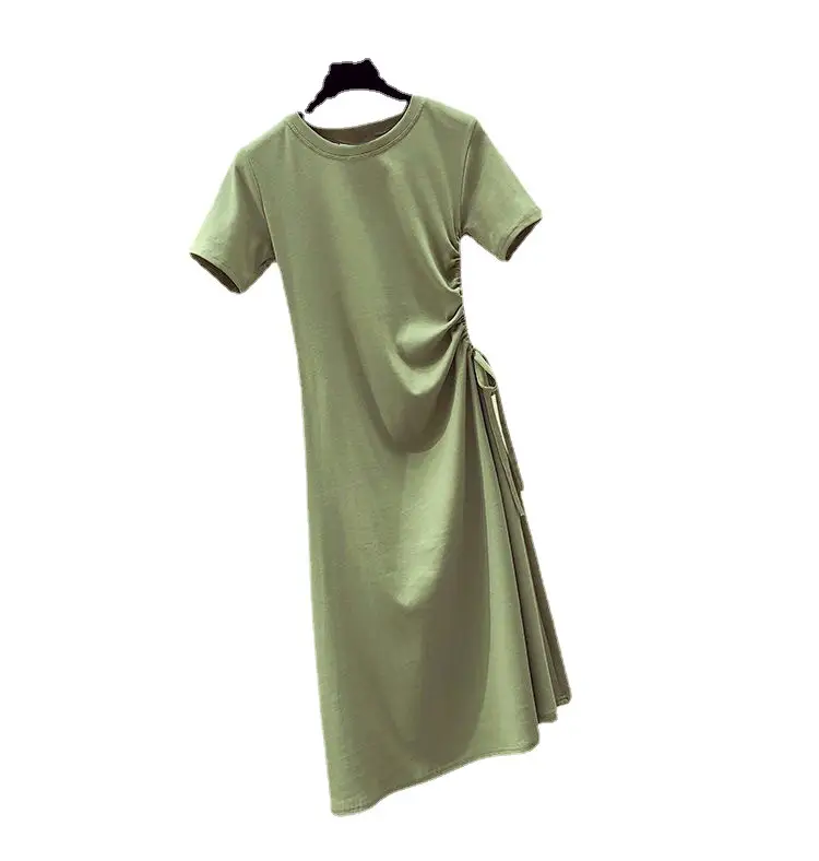 Avocado Green Slimming Drawstring T-Shirt for Women - Image 9