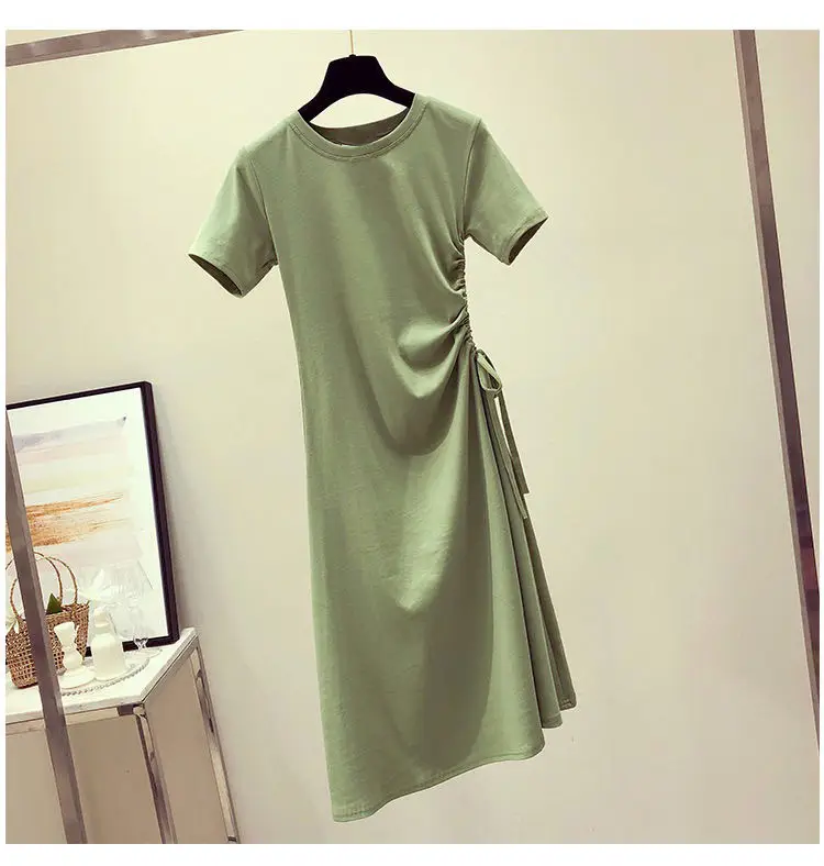 Avocado Green Slimming Drawstring T-Shirt for Women - Image 3