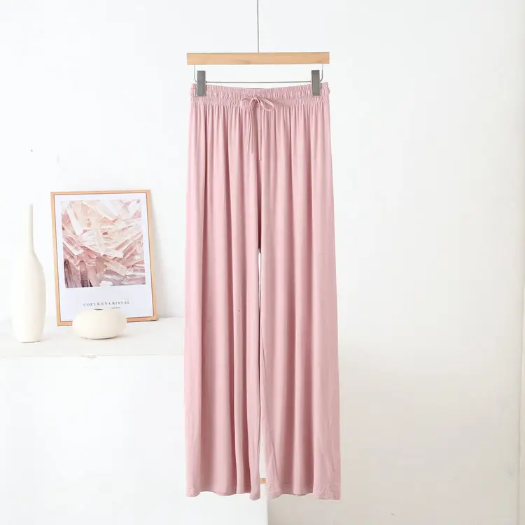 Black Modal Cotton Wide Leg Pants High Waist Summer