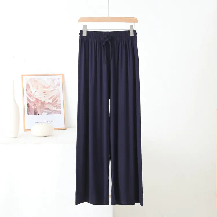 Black Modal Cotton Wide Leg Pants High Waist Summer