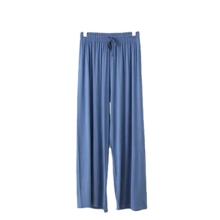 Black Modal Cotton Wide Leg Pants High Waist Summer