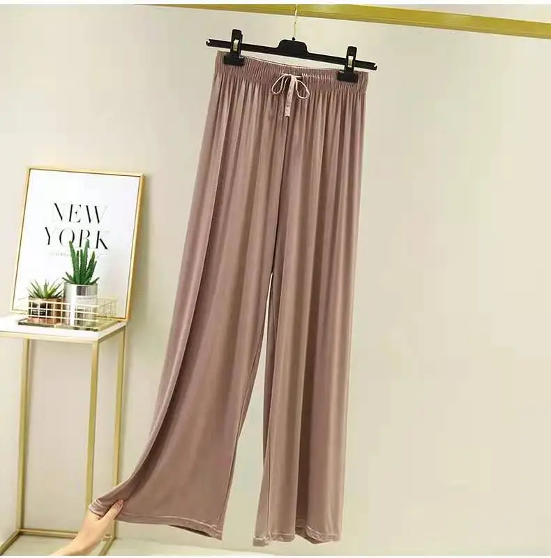 Black Modal Cotton Wide Leg Pants High Waist Summer
