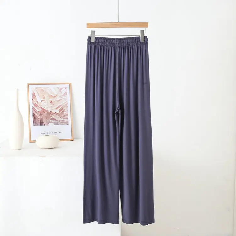Black Modal Cotton Wide Leg Pants High Waist Summer