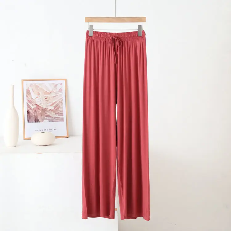 Black Modal Cotton Wide Leg Pants High Waist Summer