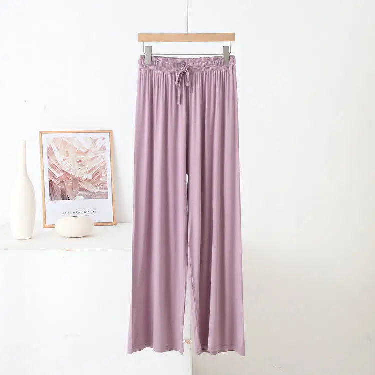 Black Modal Cotton Wide Leg Pants High Waist Summer