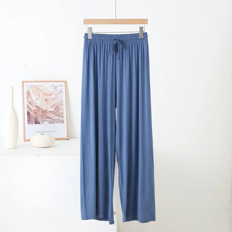 Black Modal Cotton Wide Leg Pants High Waist Summer