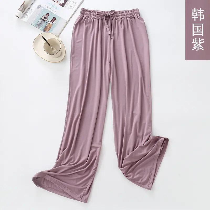 Women Wide Leg Pants Summer Loose Fit Lavender - Image 3