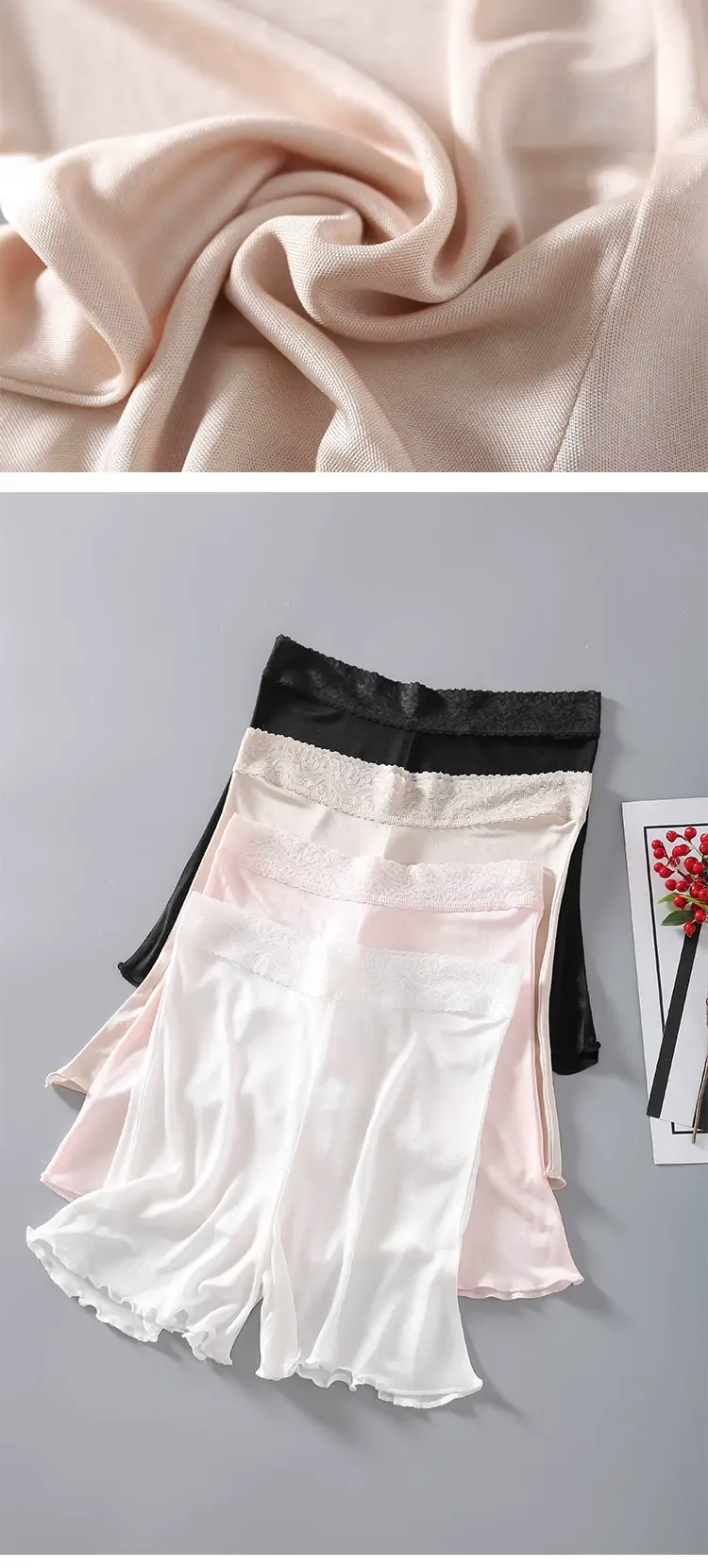 Women's Silk Lace Pajamas Non-Hemming Anti-Slip — feature 13
