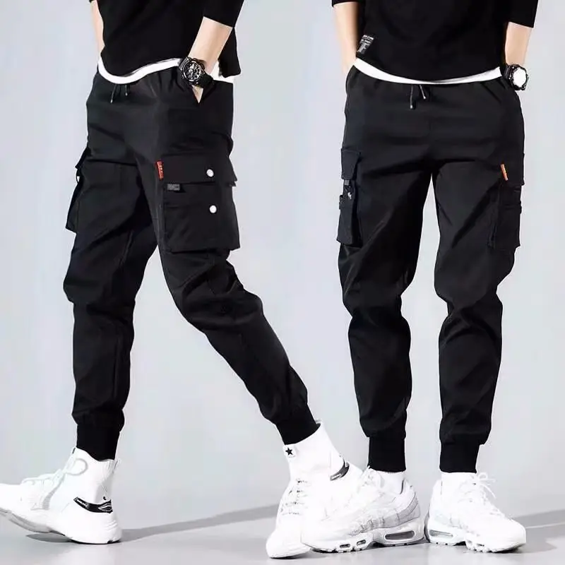 Men Black Korean Style Loose Fit Pants