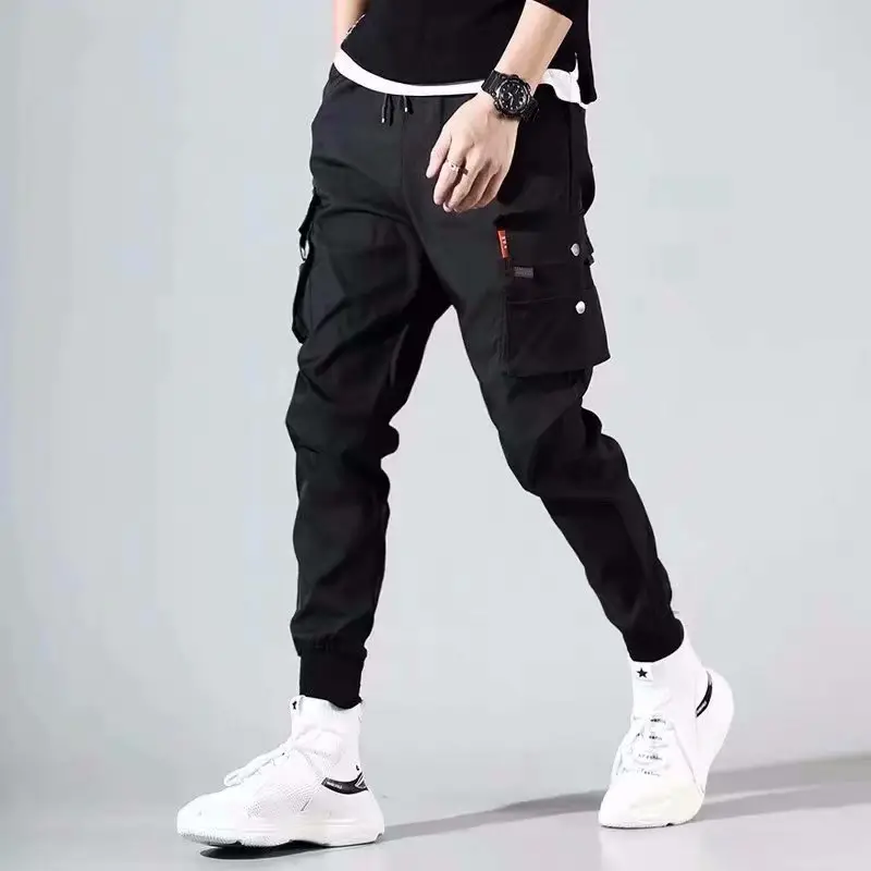 Men Black Korean Style Loose Fit Pants